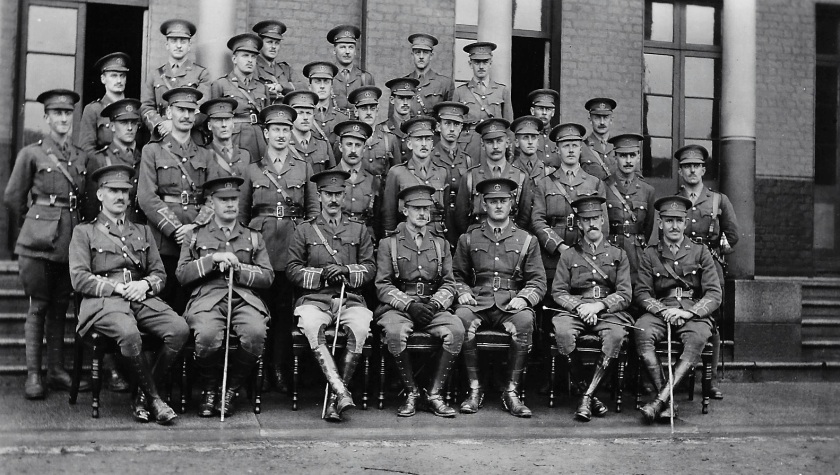 Most of the officers 1st Battalion. Taken at Victoria Barracks, Belfast about 7th August 1914.